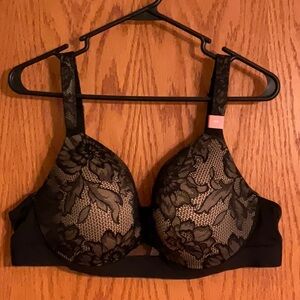 Cacique Elegant Black Lace Bra Lightly Lined Full Coverage